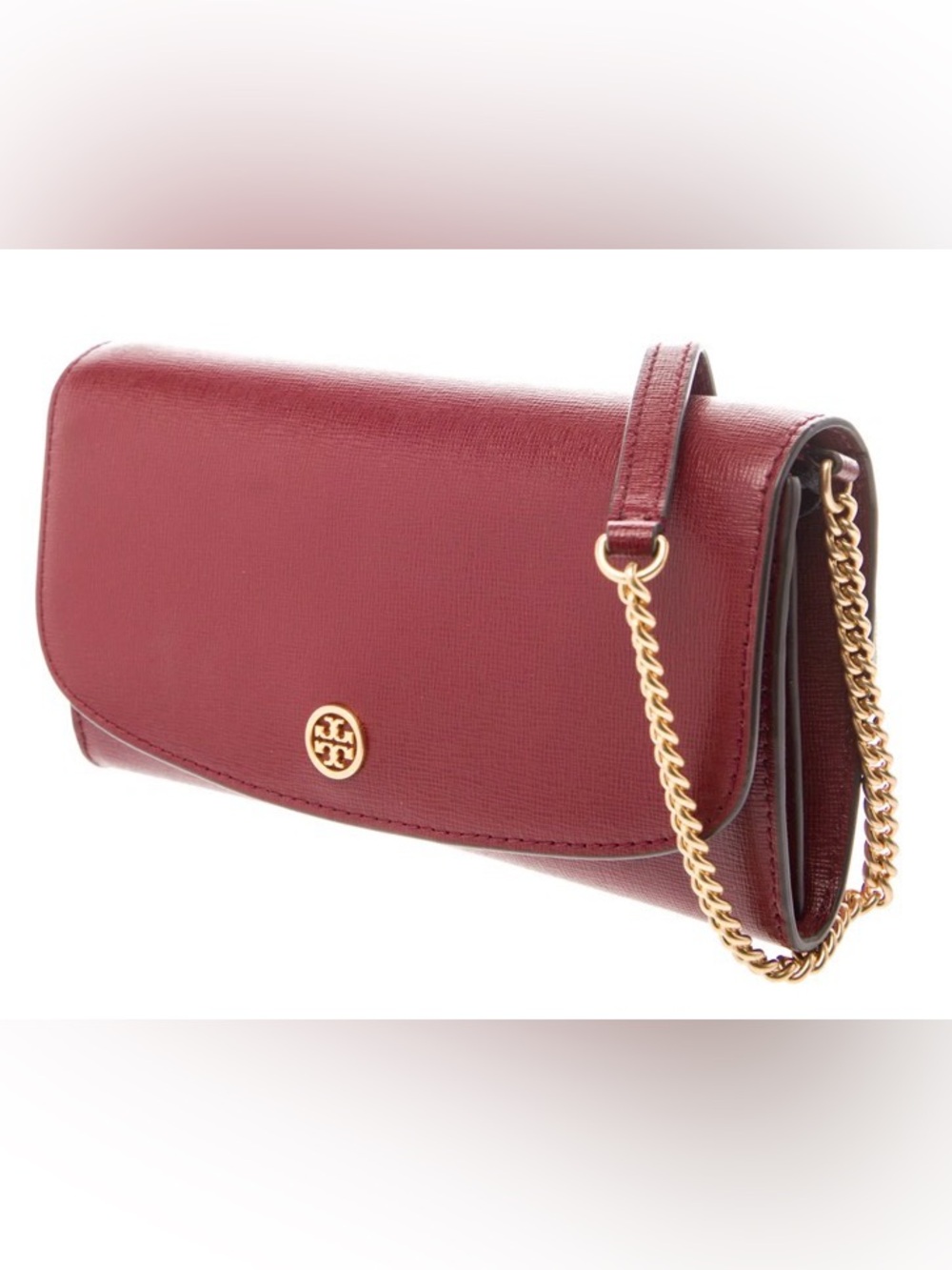 Tory Burch Robinson Deep Red Wallet Crossbody Like NEW - Picture 3 of 5